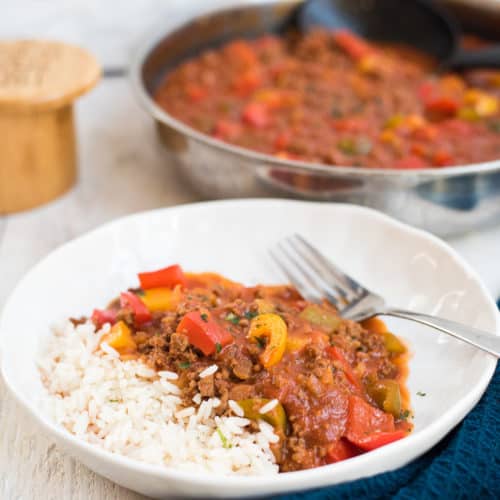 Schnelle Paprika Hackpfanne Mit Reis Eine Prise Lecker