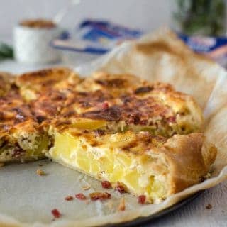 Leckere Kartoffelquiche mit Schinkenwürfeln. Schmeckt warm und auch kalt. Natürlich kalorienarm! www.einepriselecker.de