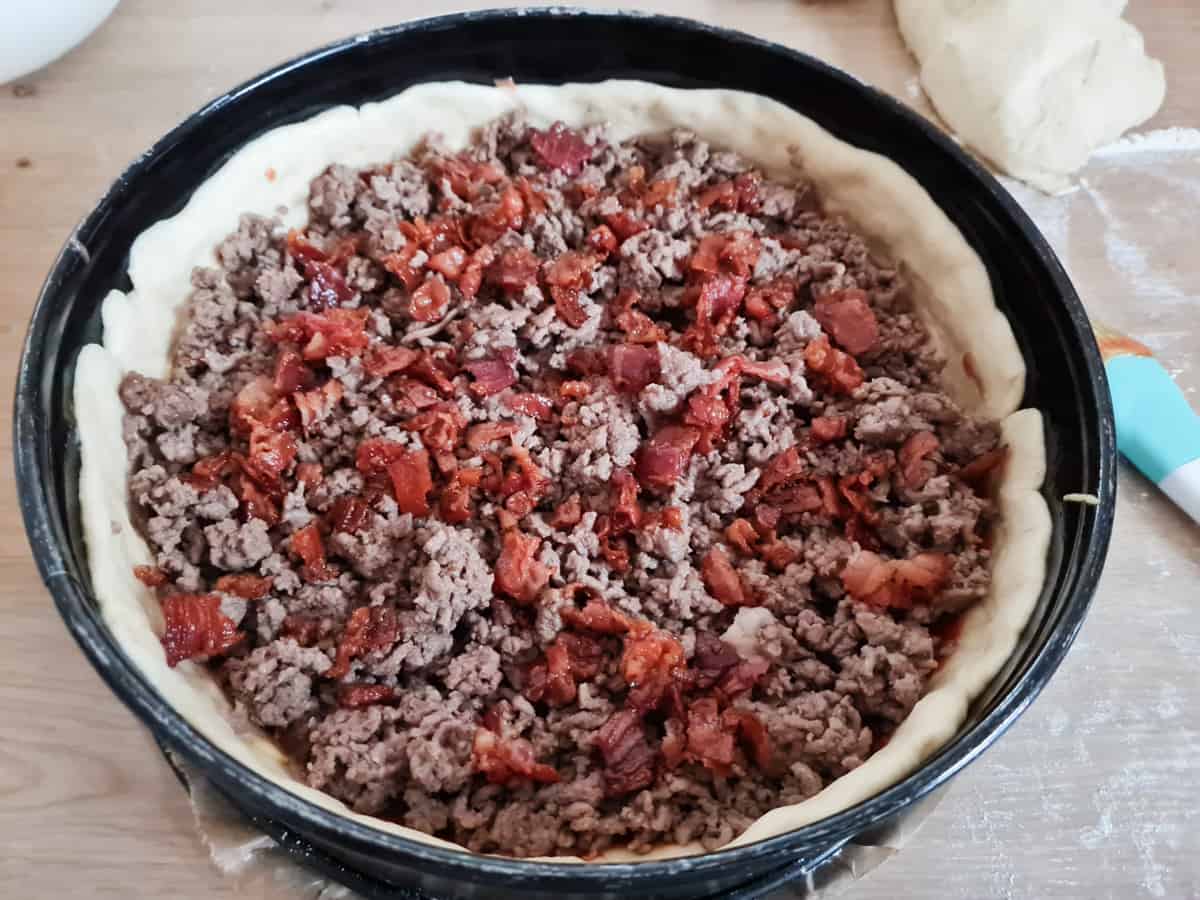Hack und Bacon Schicht- Ofenburger Zubereitung