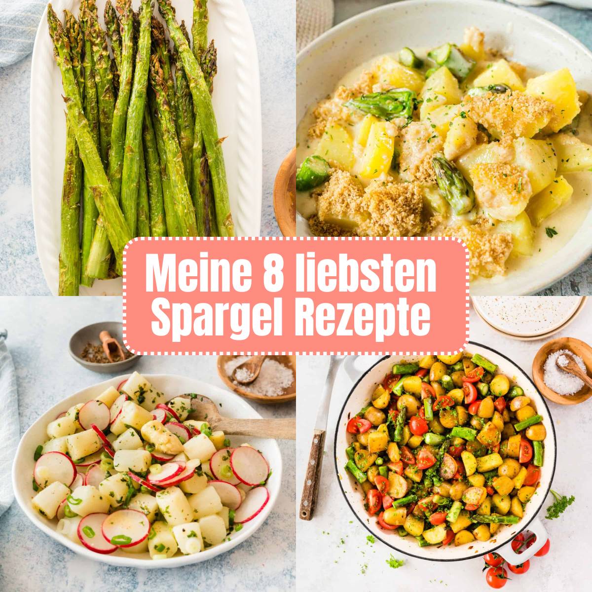 Banner mit 4 Rezeptbildern und Texst in der Mitte